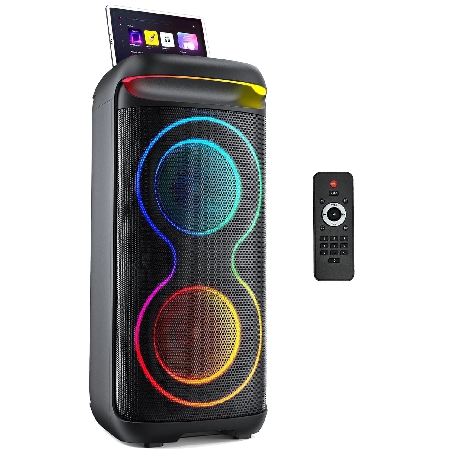 Speaker, Big Bluetooth Speaker with DJ Lights, Portable Large Outdoor Speakers Wireless Bluetooth Party Speaker with Remote Control, Stereo Speakers, Graduation Gift, T20