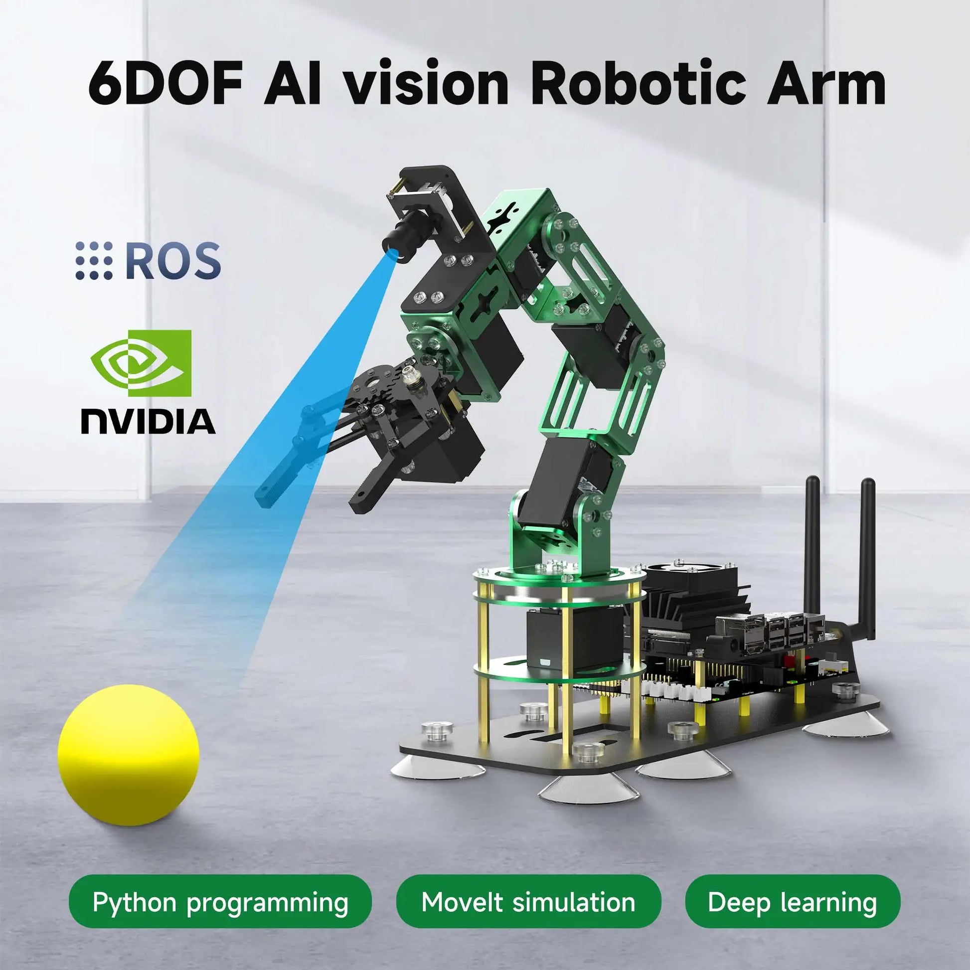6DOF AI Visual Robotic Arm ROS Robot Kit Artificial Intelligence Robot with 15KG 6KG Servo for Jetson NANO 4GB CE ROHS